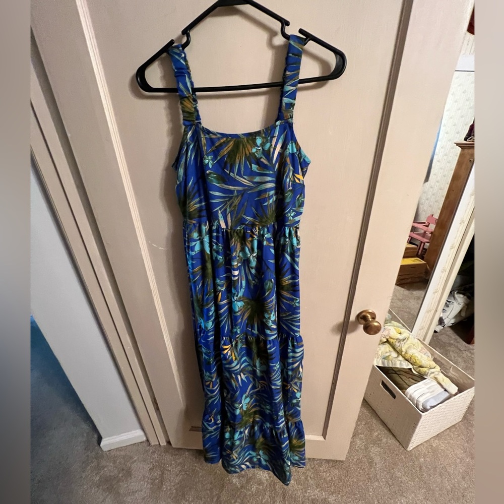 Blue Hawaiian maxi dress